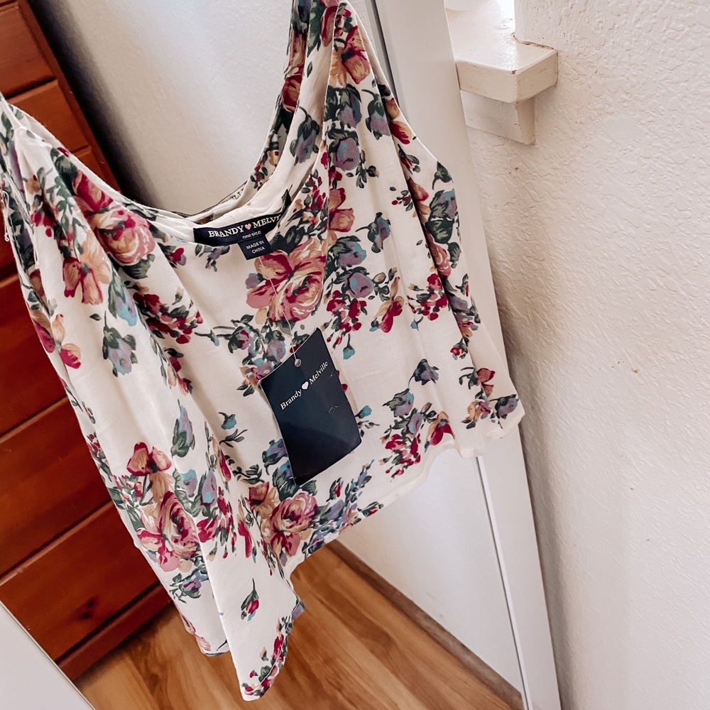 Brandy Melville Floral Cropped Tank Top